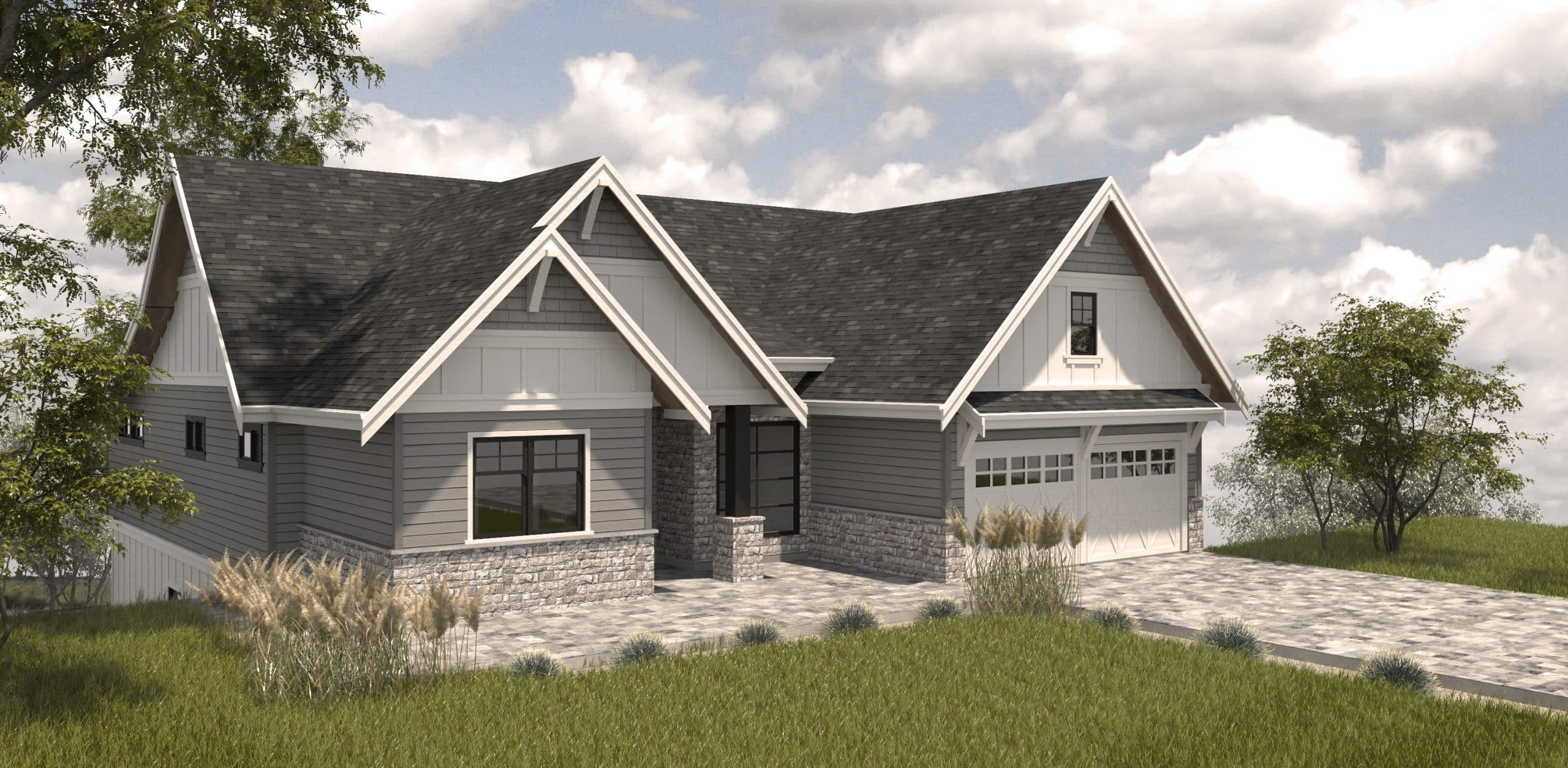 Luxury custom home in Victoria featuring a modern farmhouse design and refined exterior craftsmanship